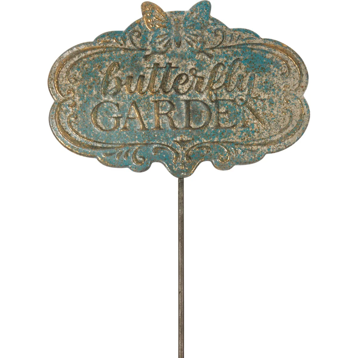 ๐ Distressed Butterfly Garden Metal Stake