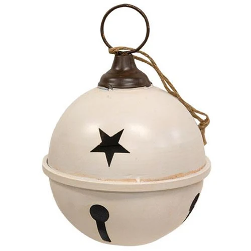 Distressed Cream Metal 7" Jingle Bell - Image 2
