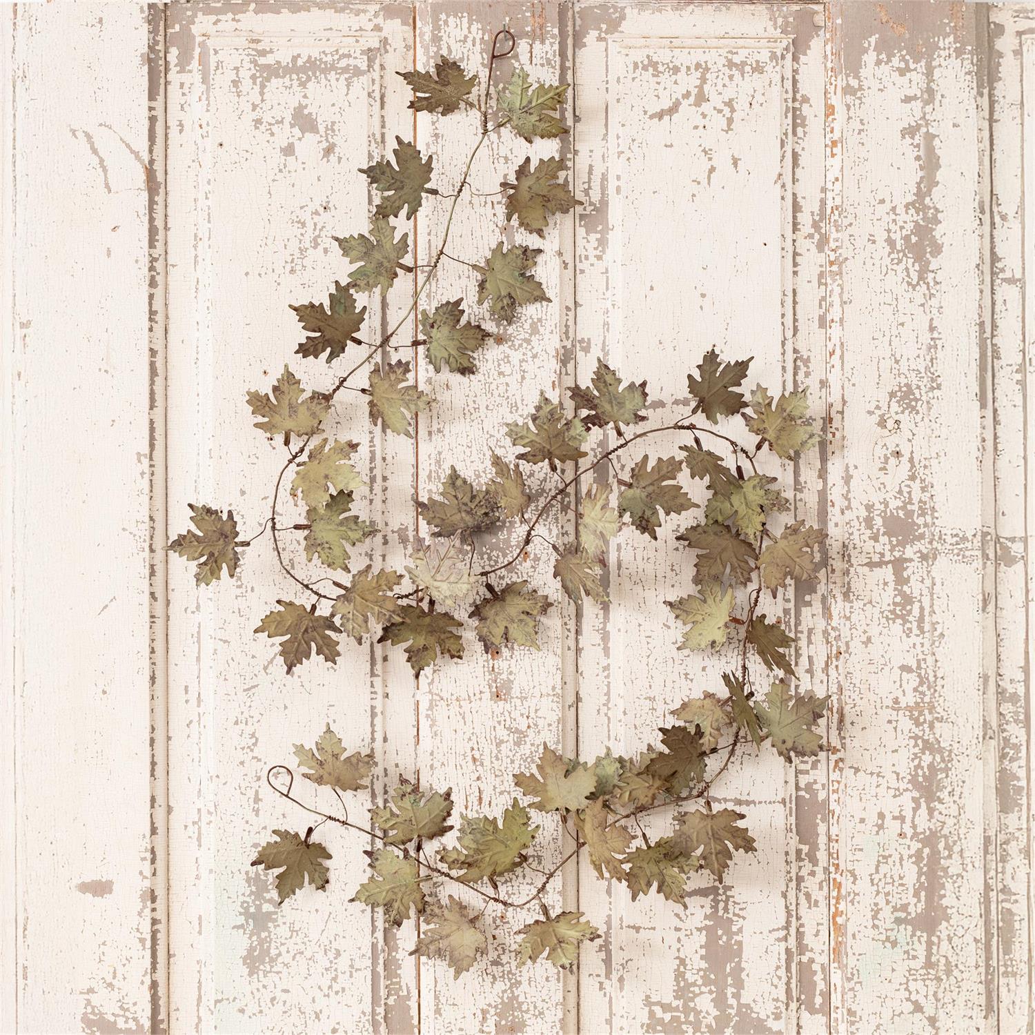 Distressed Maple Leaves 60" Metal Foliage Garland