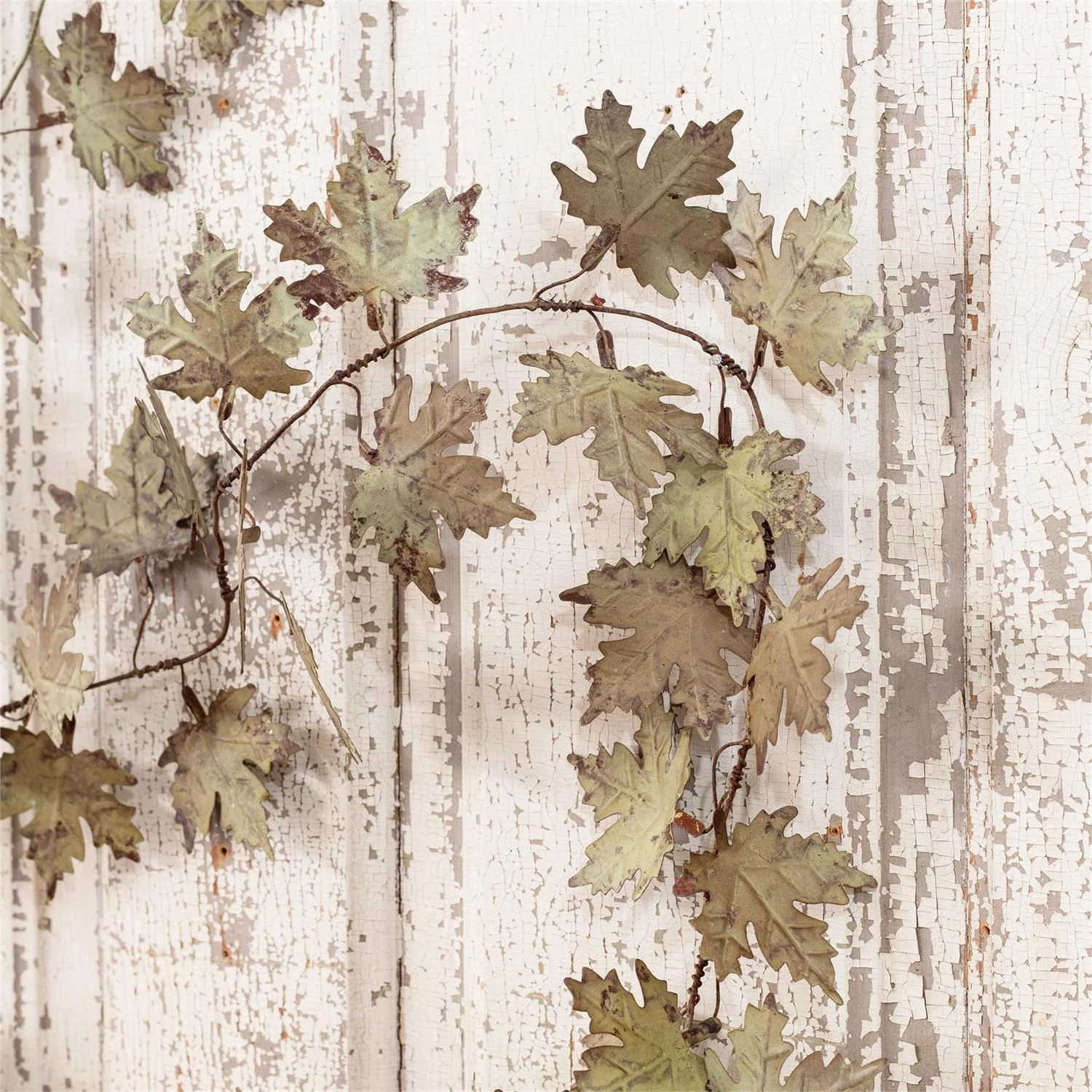 Distressed Maple Leaves 60" Metal Foliage Garland - Image 2