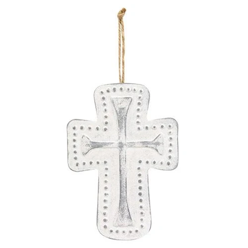 ๐ ๐ Distressed Metal Cross Dotted Ornament - Image 2