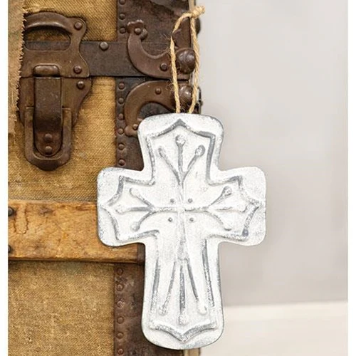 ๐ Distressed Metal Cross Ornament