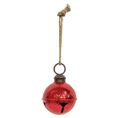 Distressed Metallic Red Diamond Pattern 5" Jingle Bell