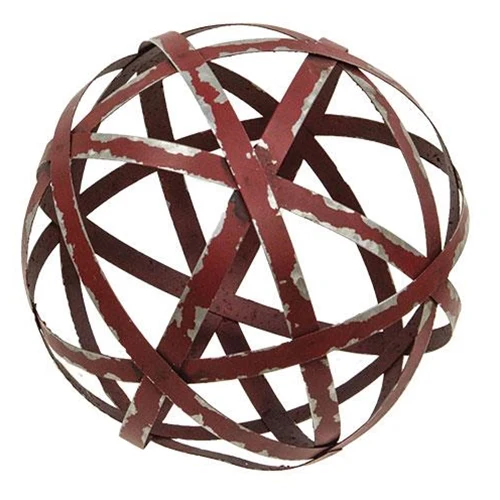 Distressed Red Metal Band 6" Sphere