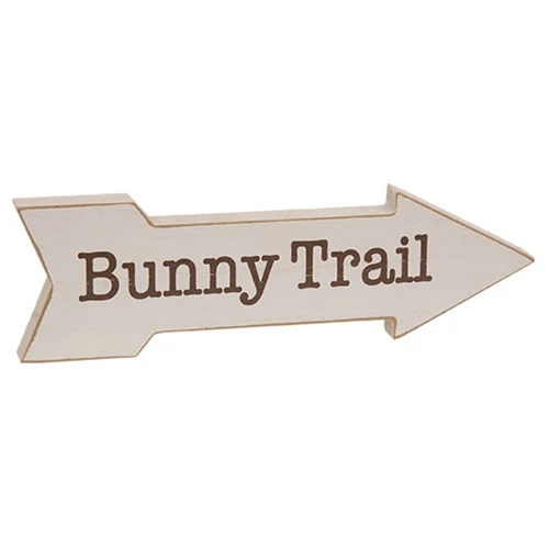 Distressed Wood Bunny Trail Arrow 10" Block Sign - Image 2