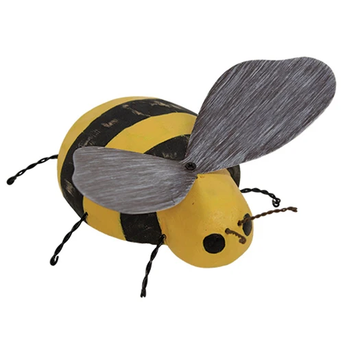 💙 Distressed Wooden Bee with Metal Wings & Wire Legs - Image 2