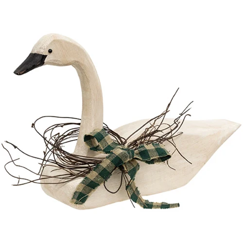 ๐ Distressed Wooden Carved Look Swan