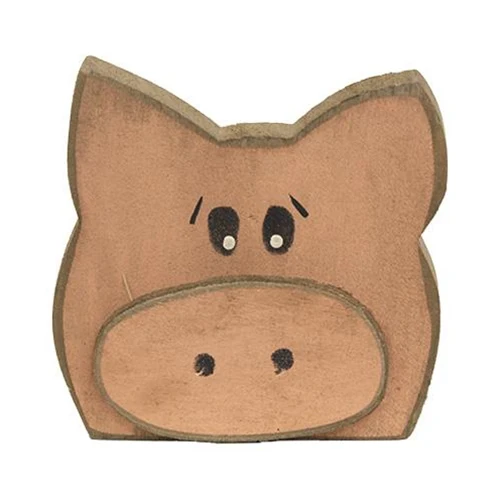 ๐ Distressed Wooden Piggy Head Sitter