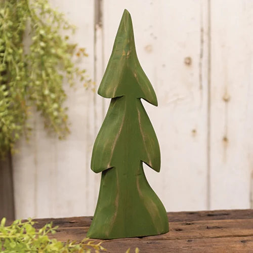 Distressed Wooden Pine Tree Sitter 11.5" H - Image 2