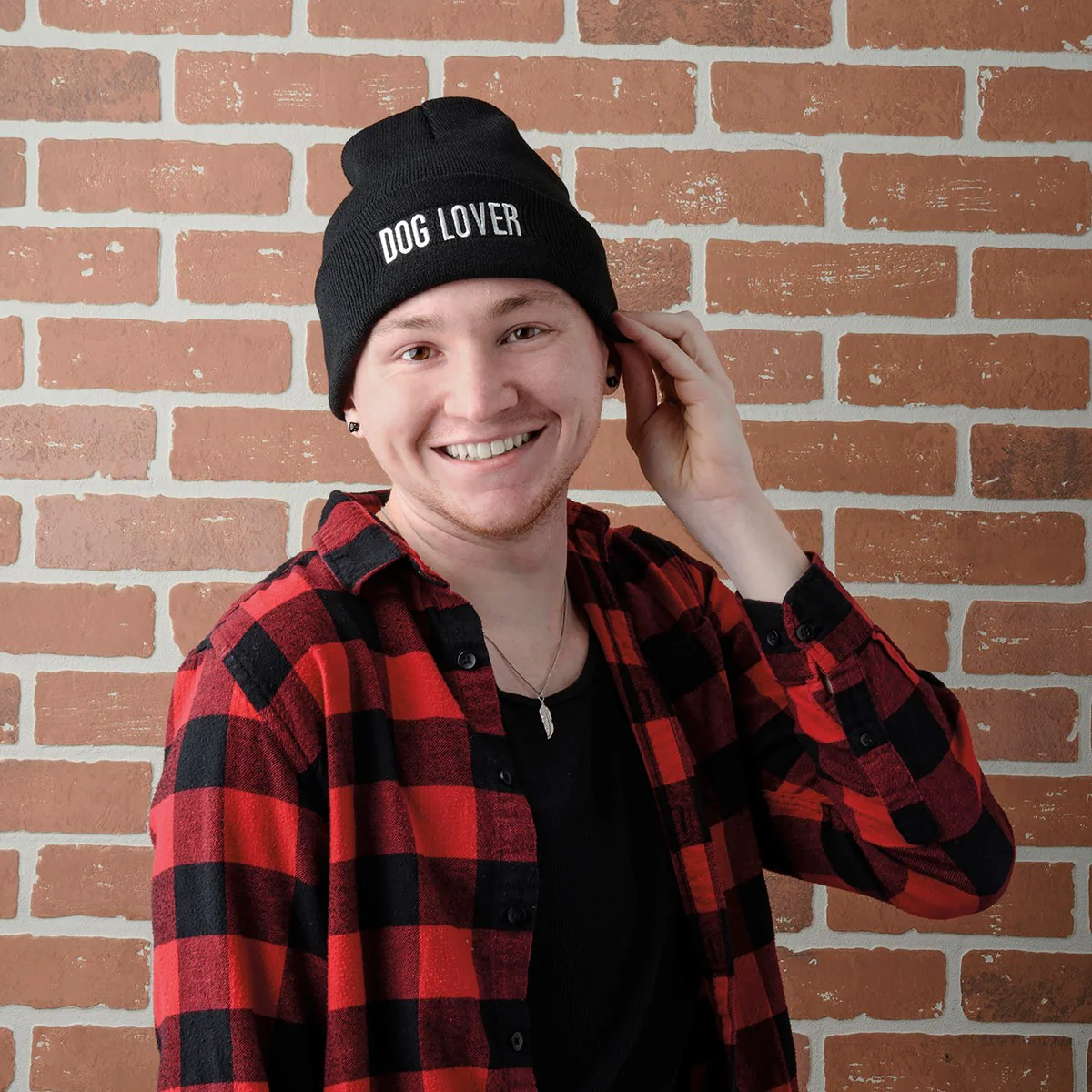 ๐ Dog Lover Embroidered Black Beanie Hat - Image 2