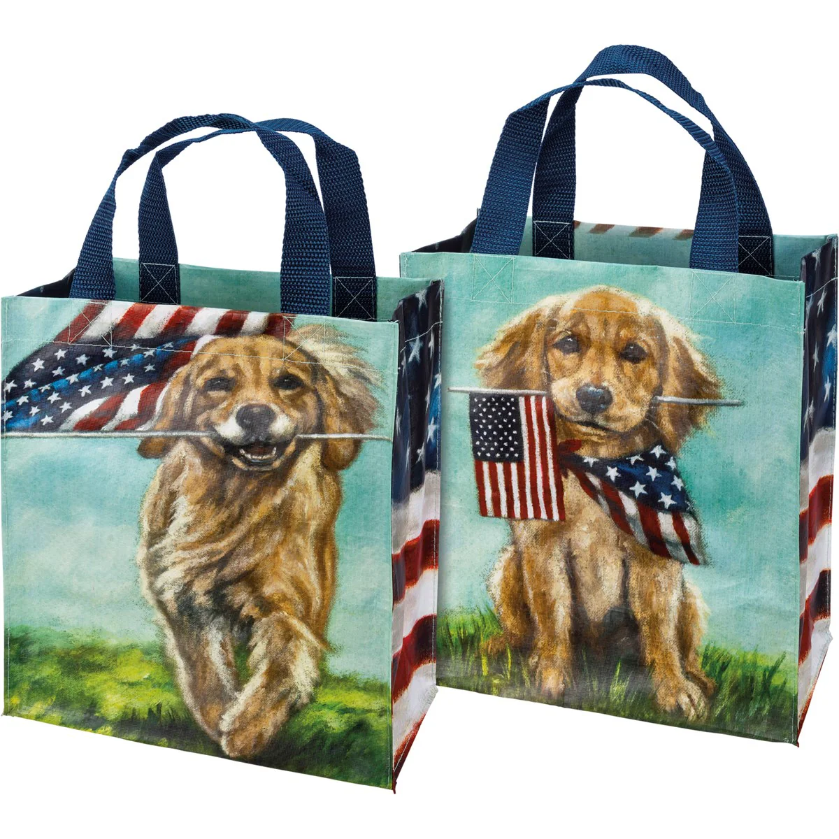 💙 Dog with American Flag Market Tote Bag - Image 2