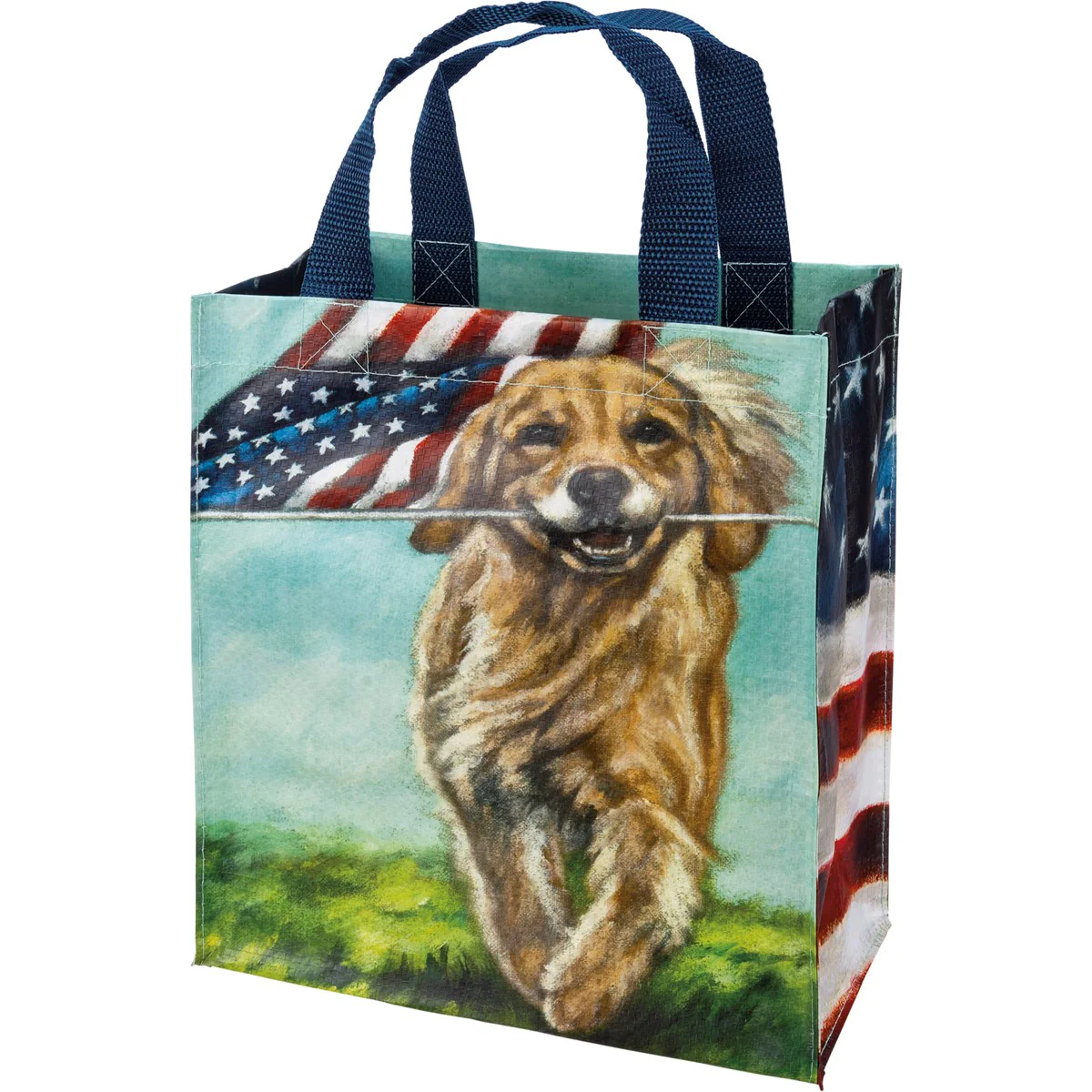 💙 Dog with American Flag Market Tote Bag - Image 3