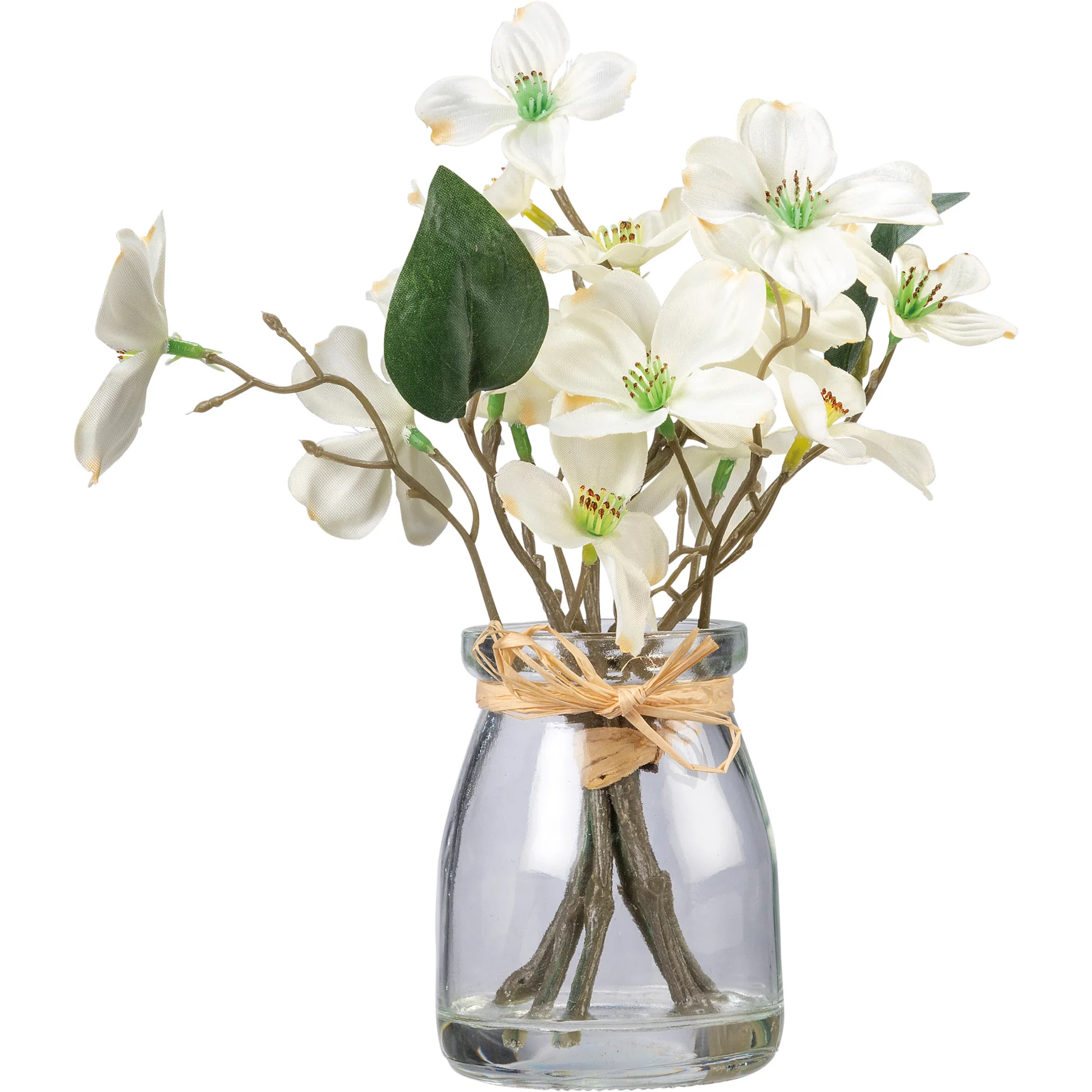 ๐ Dogwood Blossom Faux Flowers in Glass Vase - Image 2
