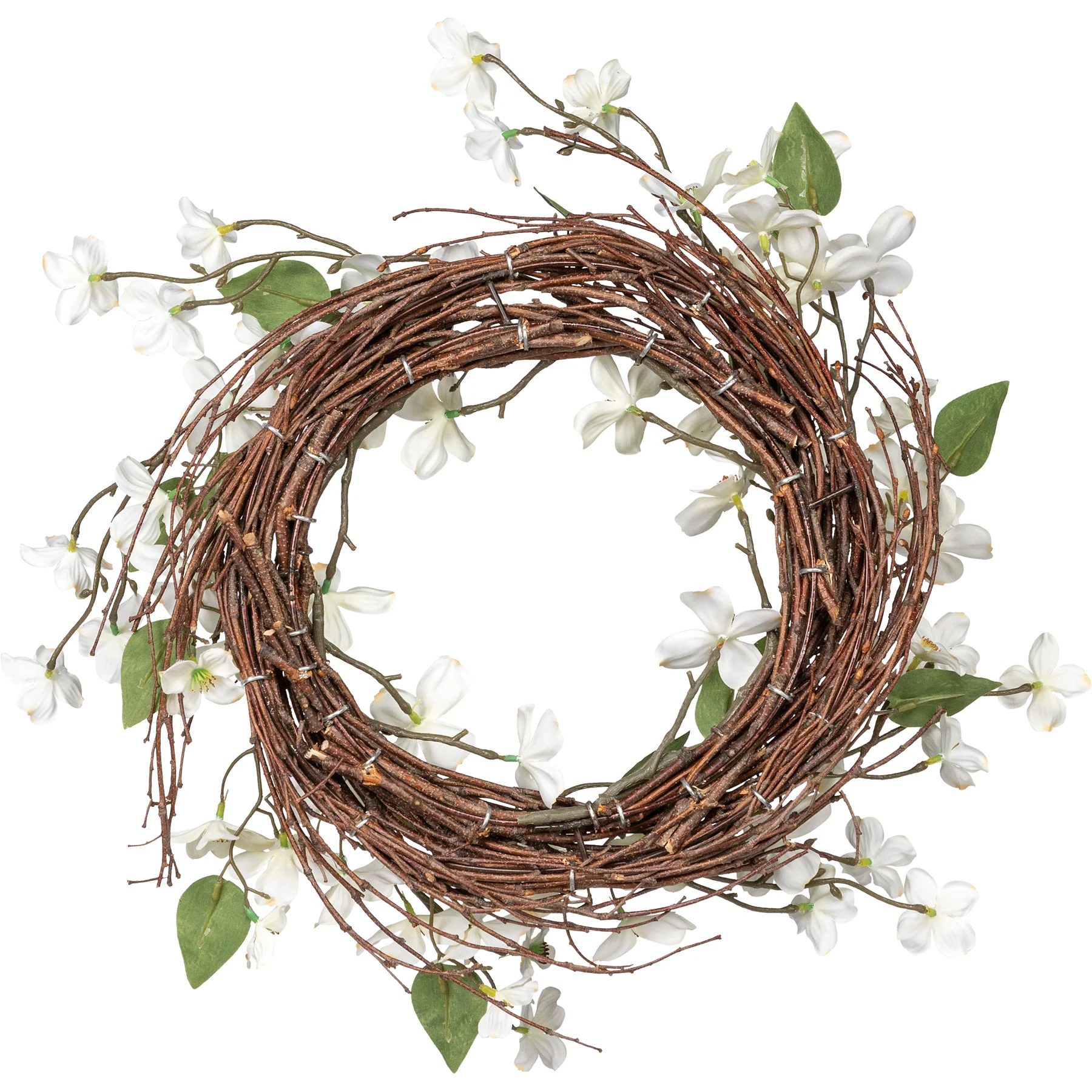 ๐ Dogwood Blossoms Faux 17" Twig and Floral Wreath - Image 2
