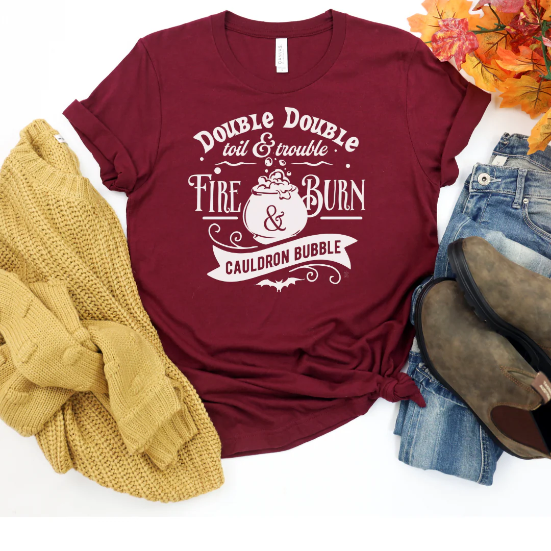 💙 Double Double & Toil and Trouble Witch Halloween T-Shirt - Image 2