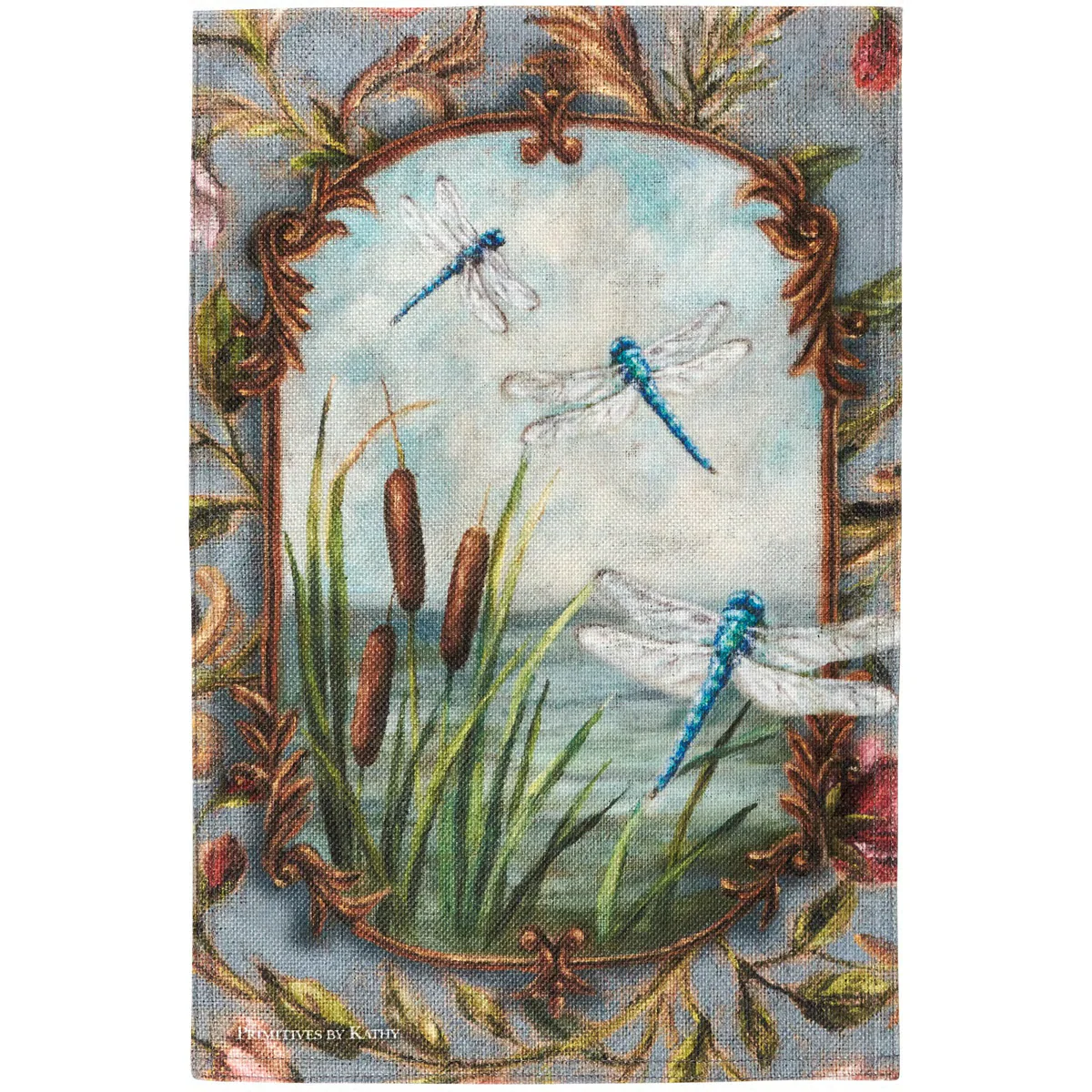 Dragonflies and Cattails Garden Flag - Image 3