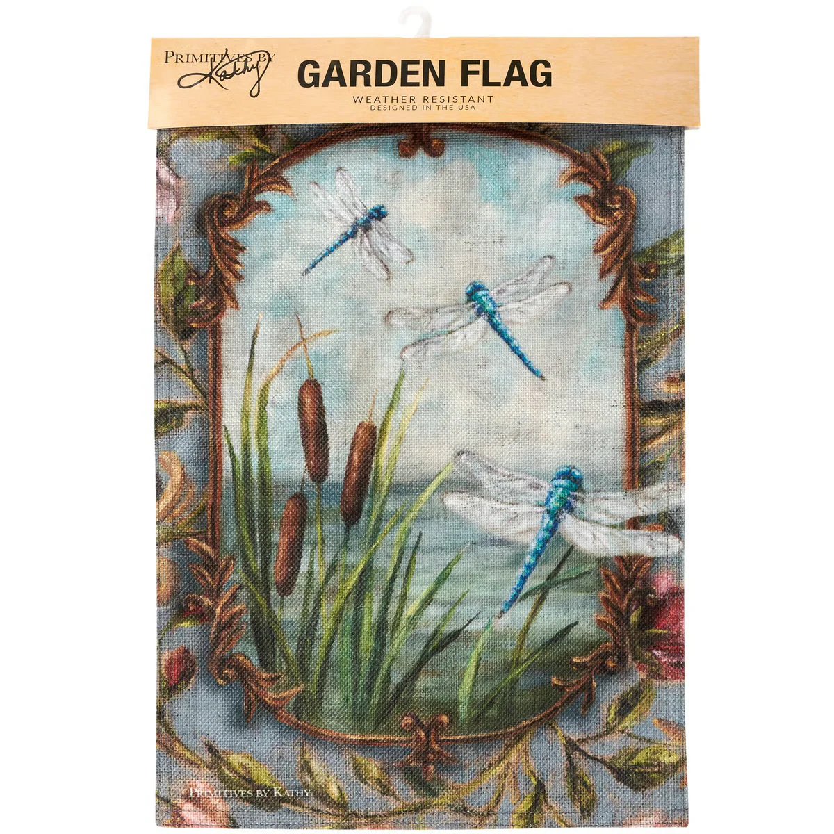 Dragonflies and Cattails Garden Flag - Image 4