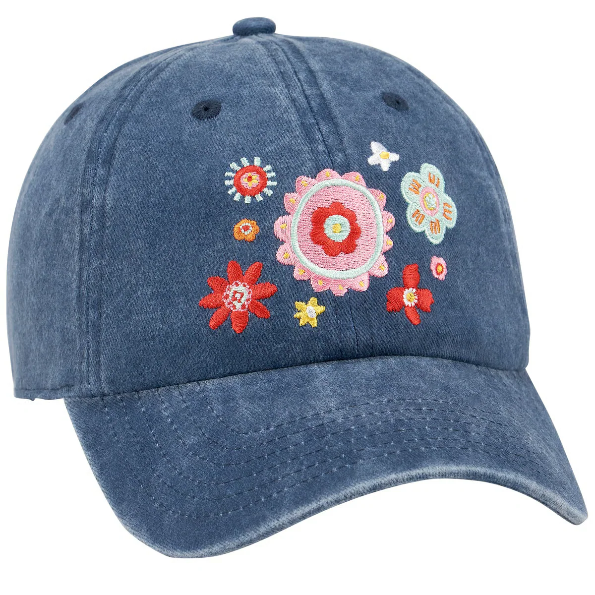 Dream Big Embroidered Floral Baseball Cap
