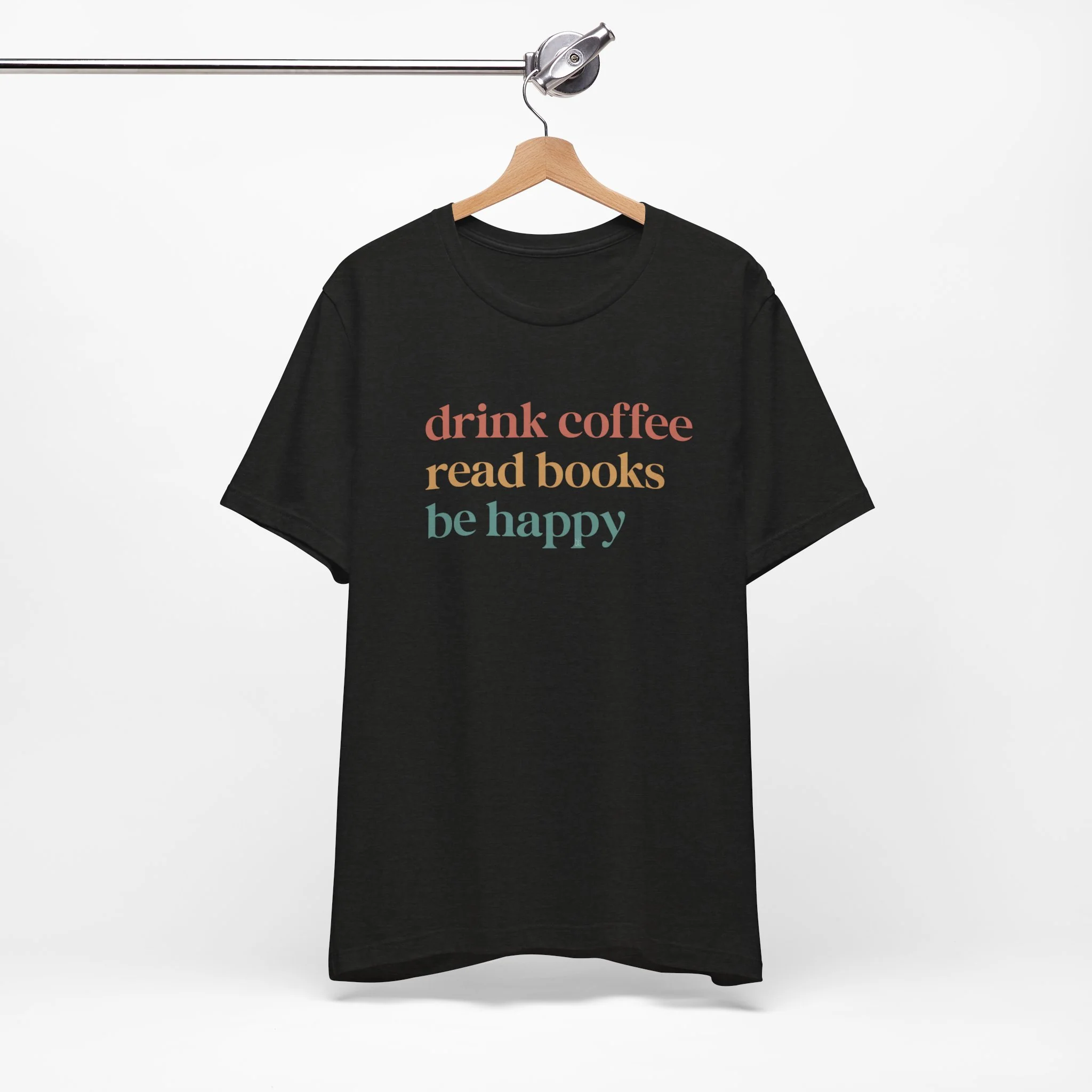 💙 Drink Coffee Read Books Be Happy Cozy T-Shirt - Image 6