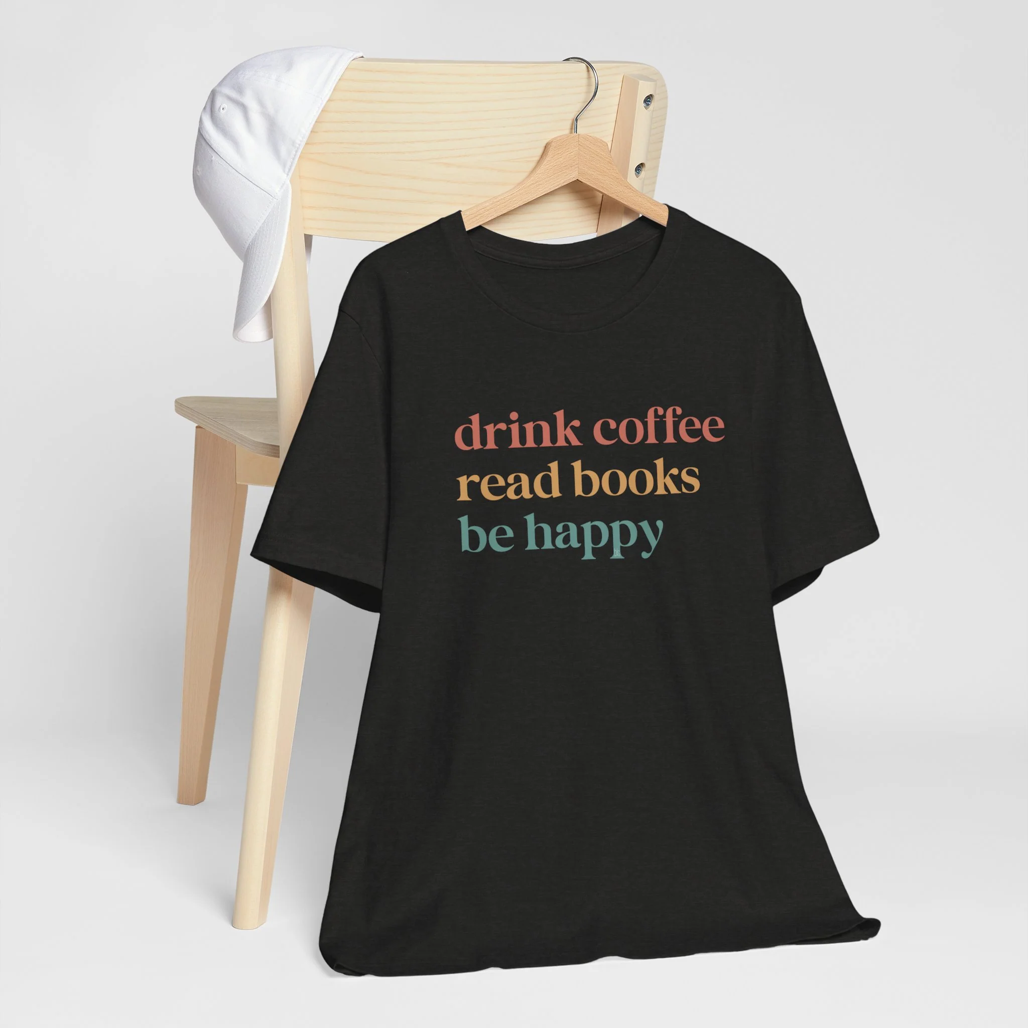 💙 Drink Coffee Read Books Be Happy Cozy T-Shirt - Image 7