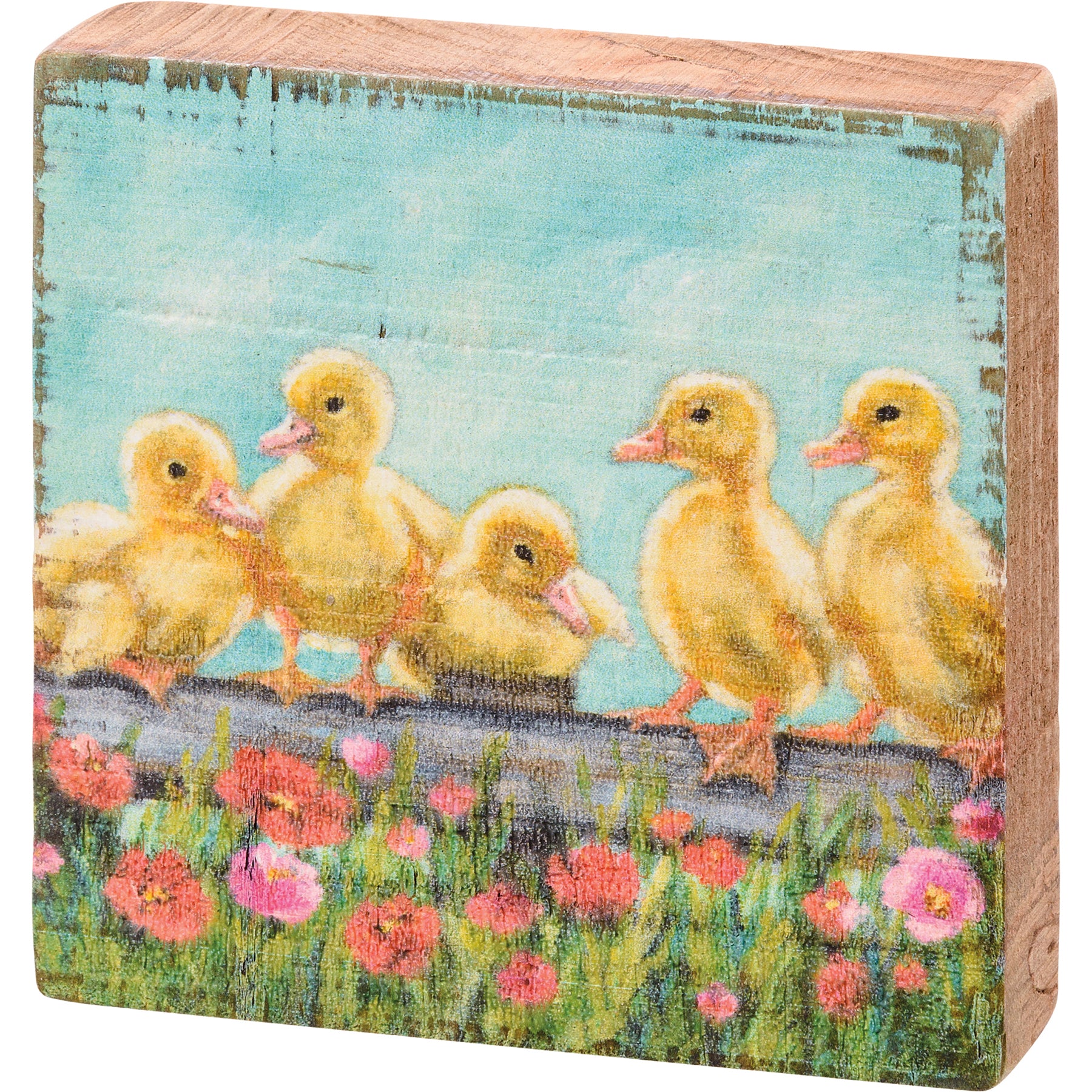 💙 Ducklings in a Row Small Wooden Block Sign