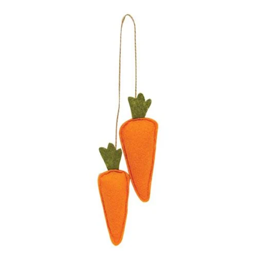 Duo Orange Carrots Felt Ornament