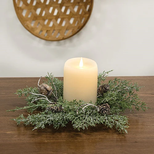 Durham Cedar and Birch Pinecone 10" Faux Evergreen Ring - Image 2