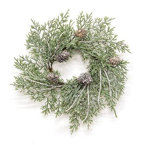 Durham Cedar Birch Pinecone 14" Faux Evergreen Ring