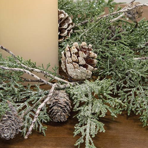 Durham Cedar Birch Pinecone 14" Faux Evergreen Ring - Image 3