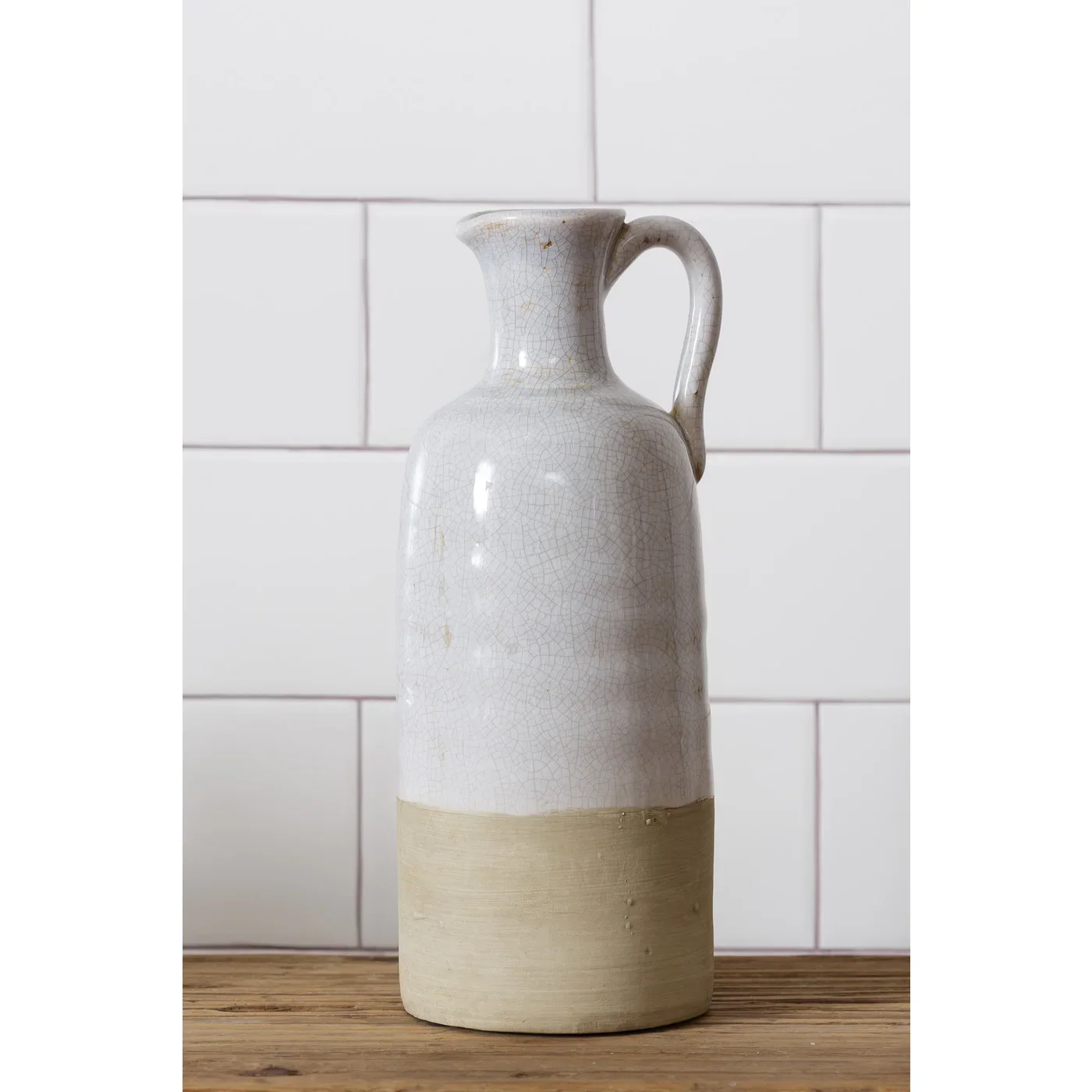 Earthenware 13" Natural Tones Handle Vase