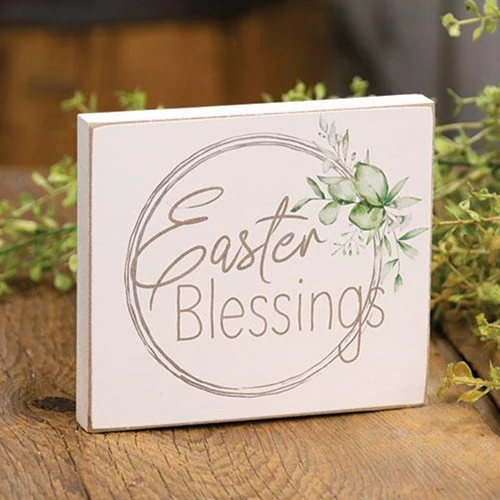 ๐ Easter Blessings 6" Wooden Block Sign