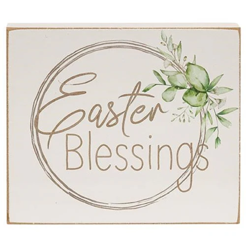 ๐ Easter Blessings 6" Wooden Block Sign - Image 2
