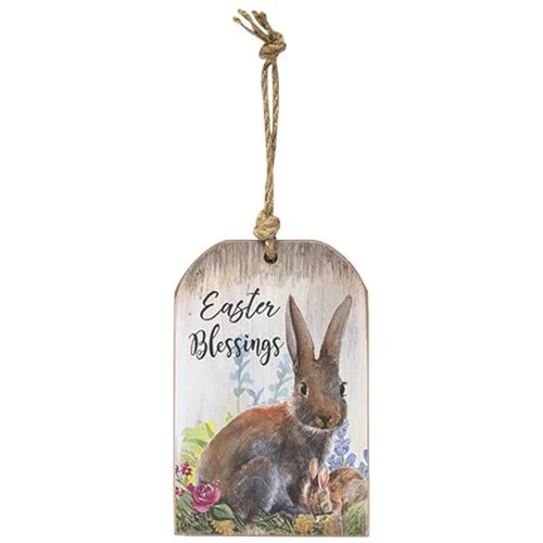💙 Easter Blessings Bunny Wooden Tag Ornament