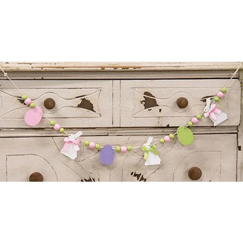 Easter Bunny & Eggs Beaded Wooden Mini Garland - Image 2
