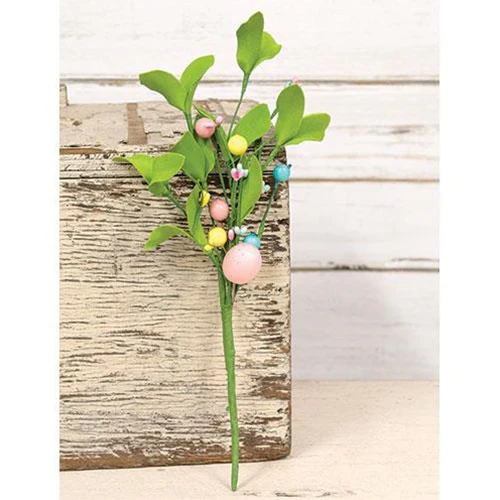 ๐ Easter Eggs & Herb Leaves 12" Faux Pick