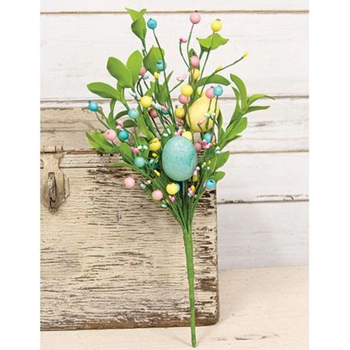 Easter Eggs & Herb Leaves 15" Faux Bush