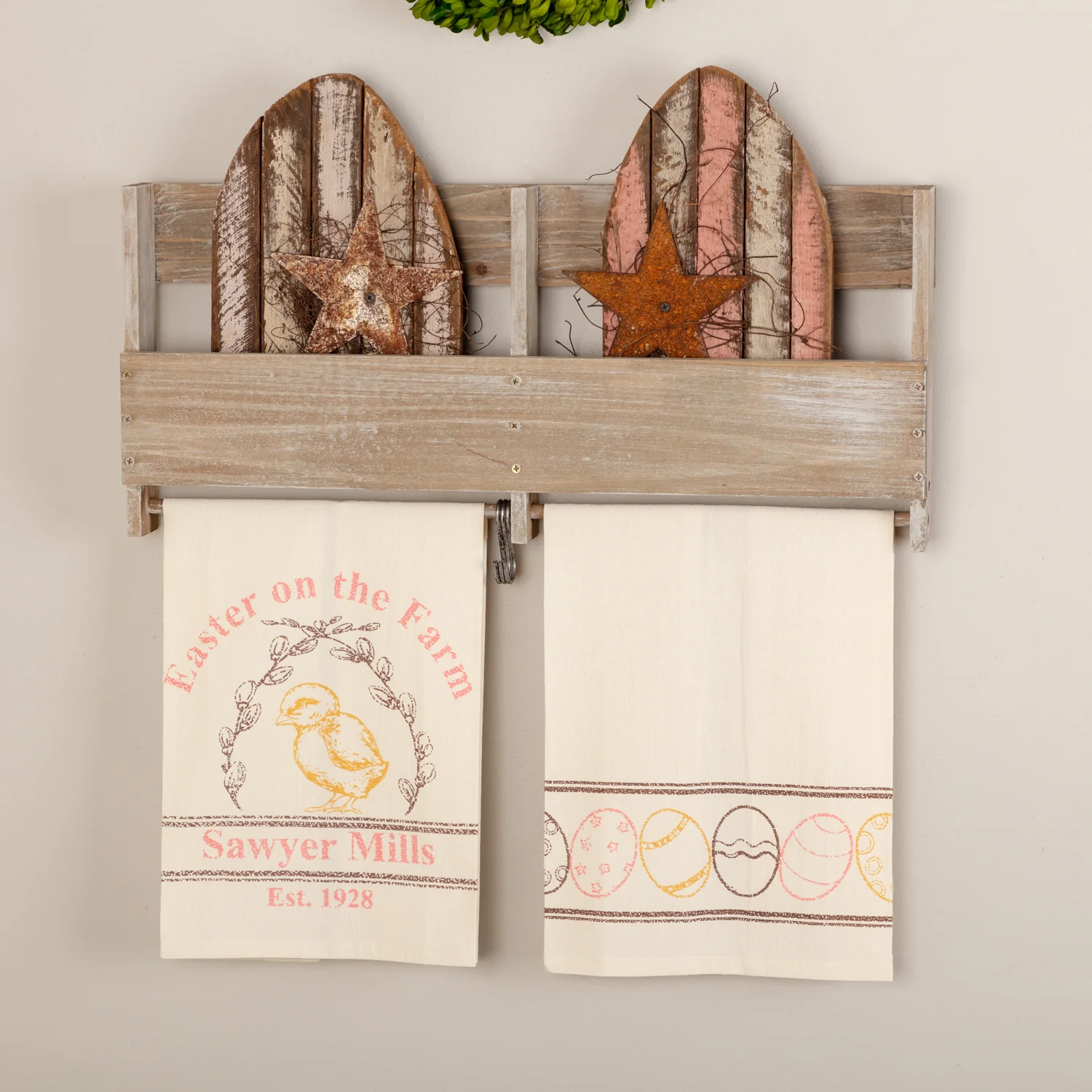 💙 Easter on the Farm Chick Unbleached Natural Muslin Tea Towel Set of 2