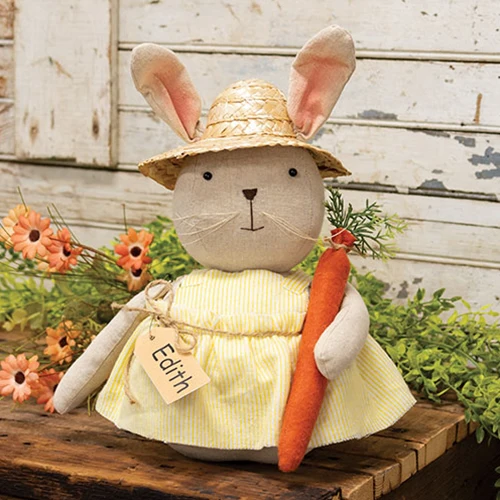 DAY 13 ๐๐ท 20 DAYS OF BUNNIES Edith Bunny Doll with Carrot 13" H - Image 2