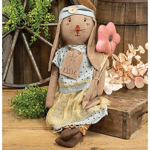 Ellie Flop Eared Bunny Fabric Doll with Flower - Image 2