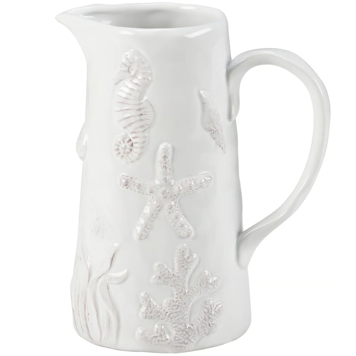 Embossed Beach Ceramic Pitcher