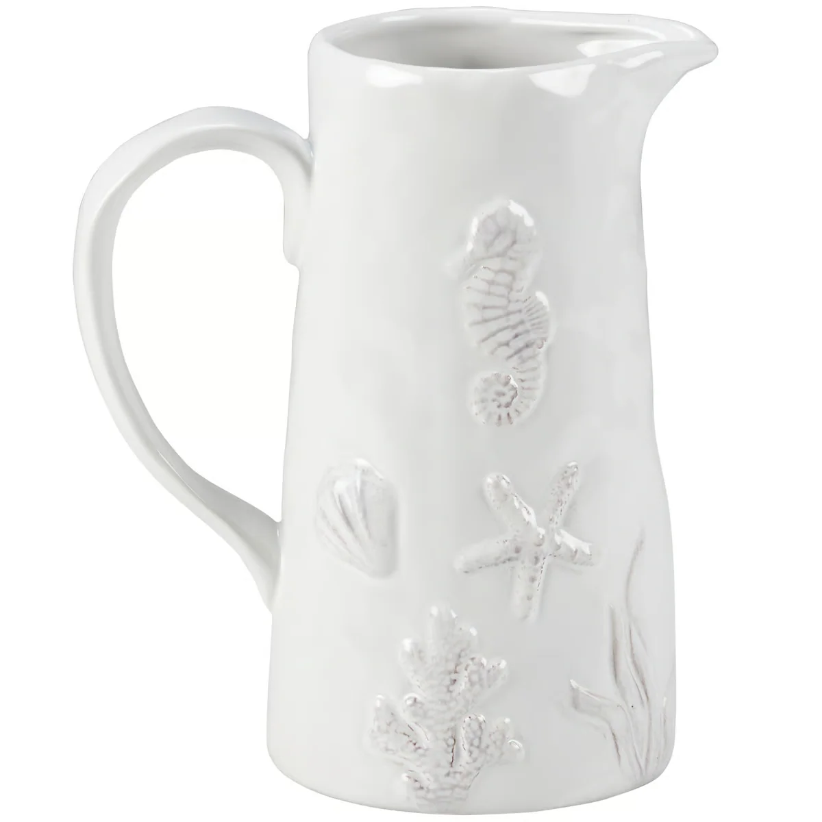 Embossed Beach Ceramic Pitcher - Image 3