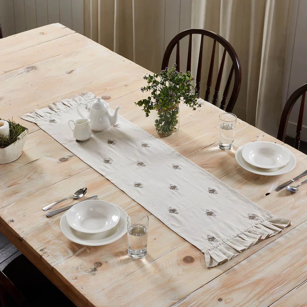Embroidered Bee Table Runner 13'' x 48''