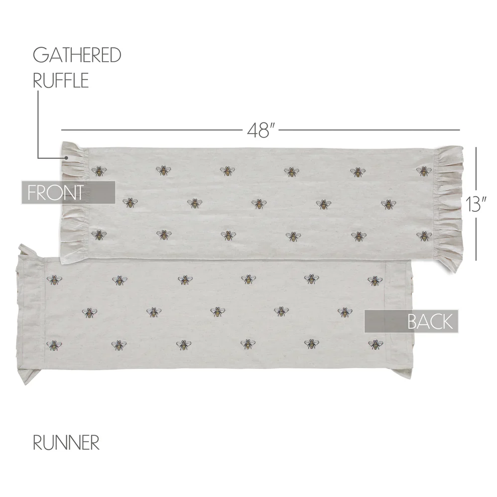 Embroidered Bee Table Runner 13'' x 48'' - Image 4