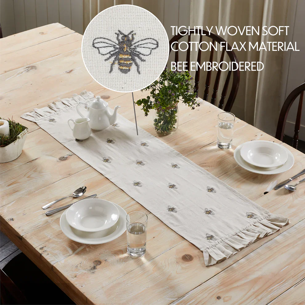 Embroidered Bee Table Runner 13'' x 48'' - Image 6