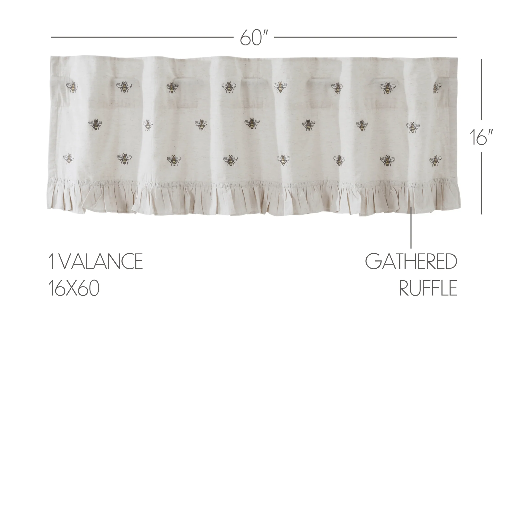Embroidered Bee Valance 16" x 60" - Image 3