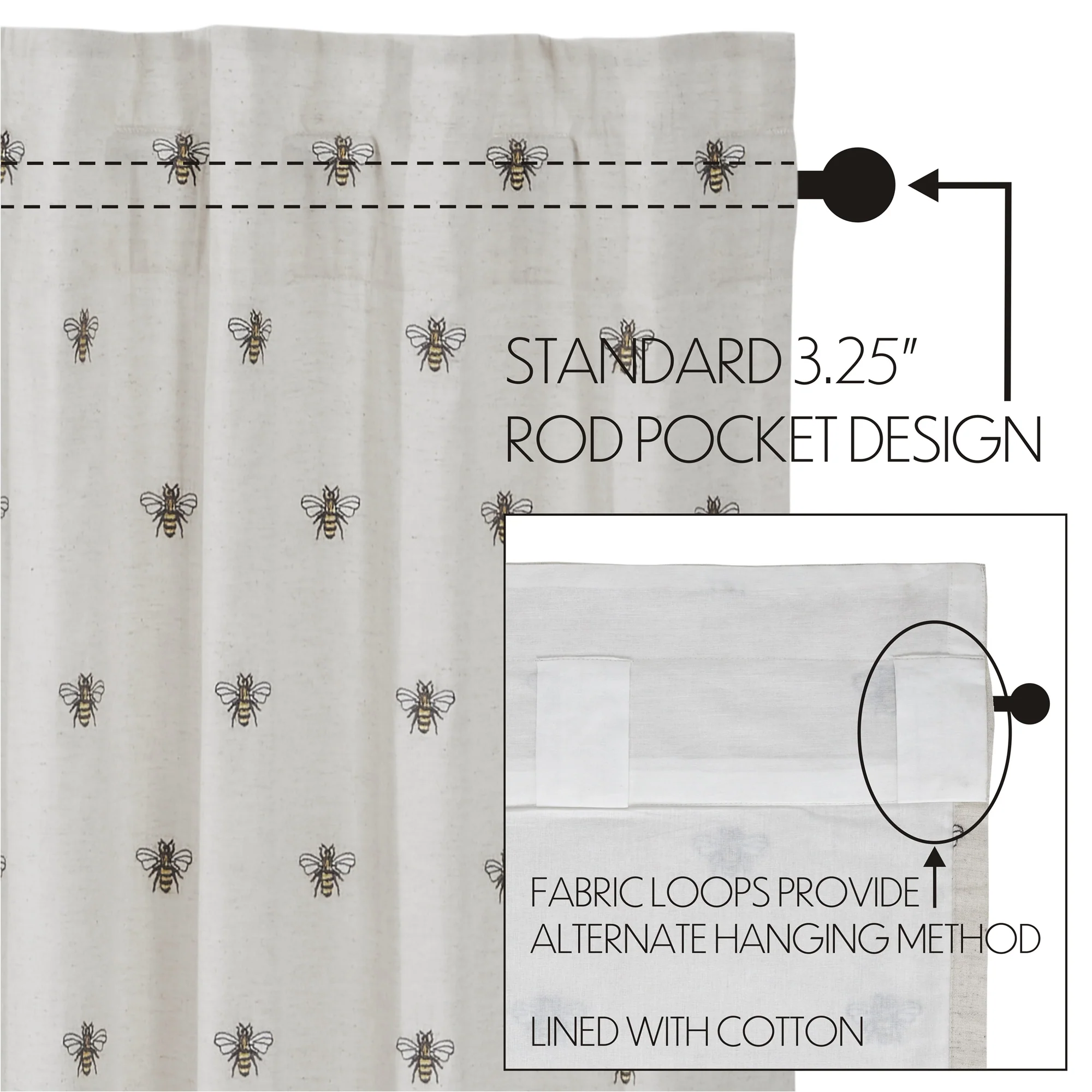 Embroidered Bee Valance 16" x 60" - Image 8