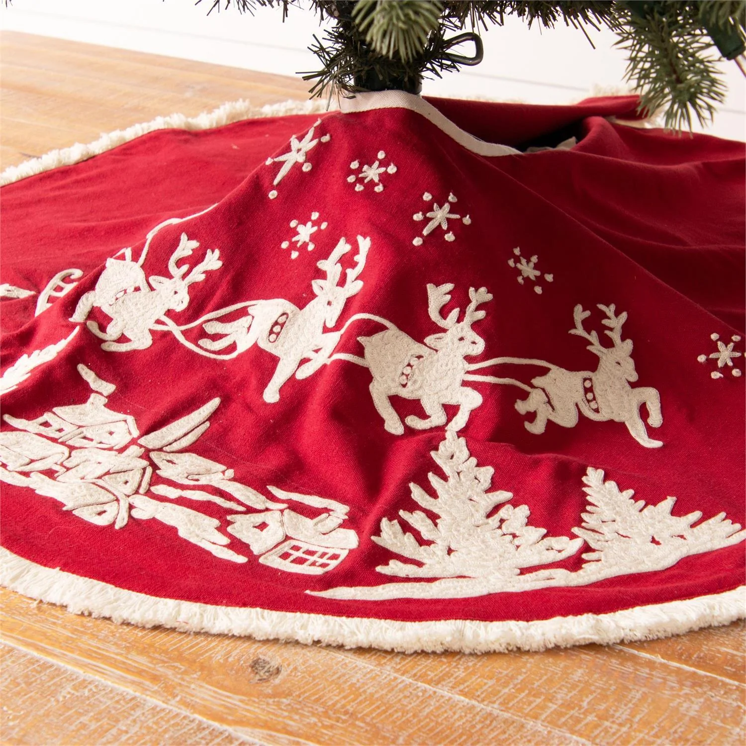 Embroidered Santa's Sleigh 36" Tree Skirt - Image 2