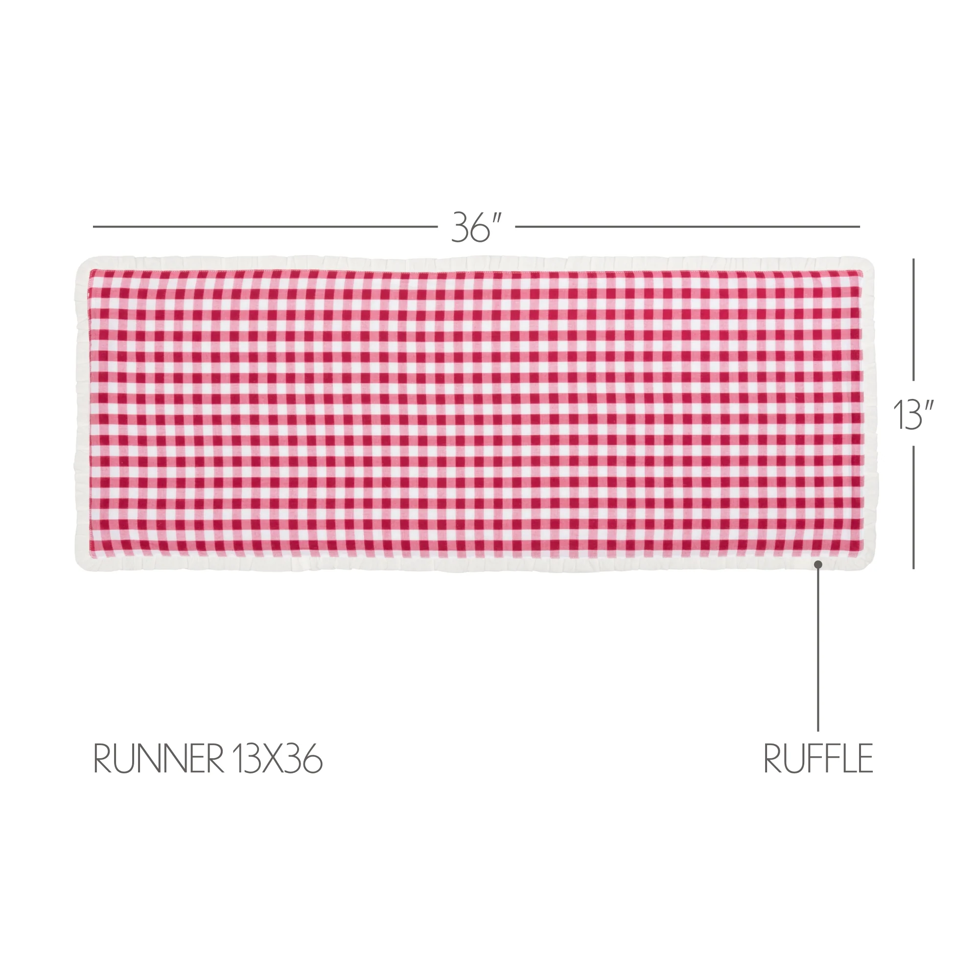Emmie Red and White Check Table Runner 13" x 36" - Image 3