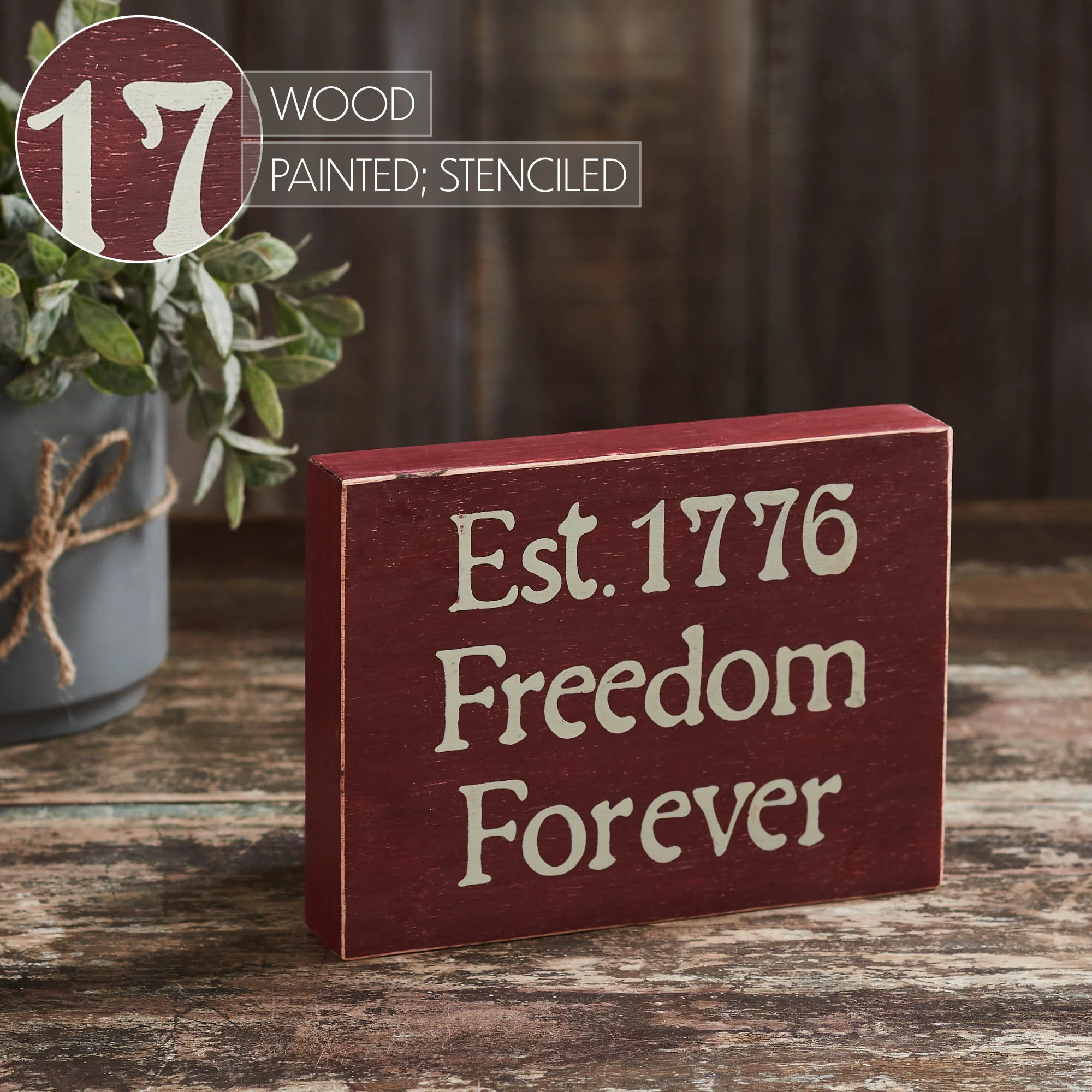 Est 1776 Freedom Forever Small Wooden Sign - Image 2