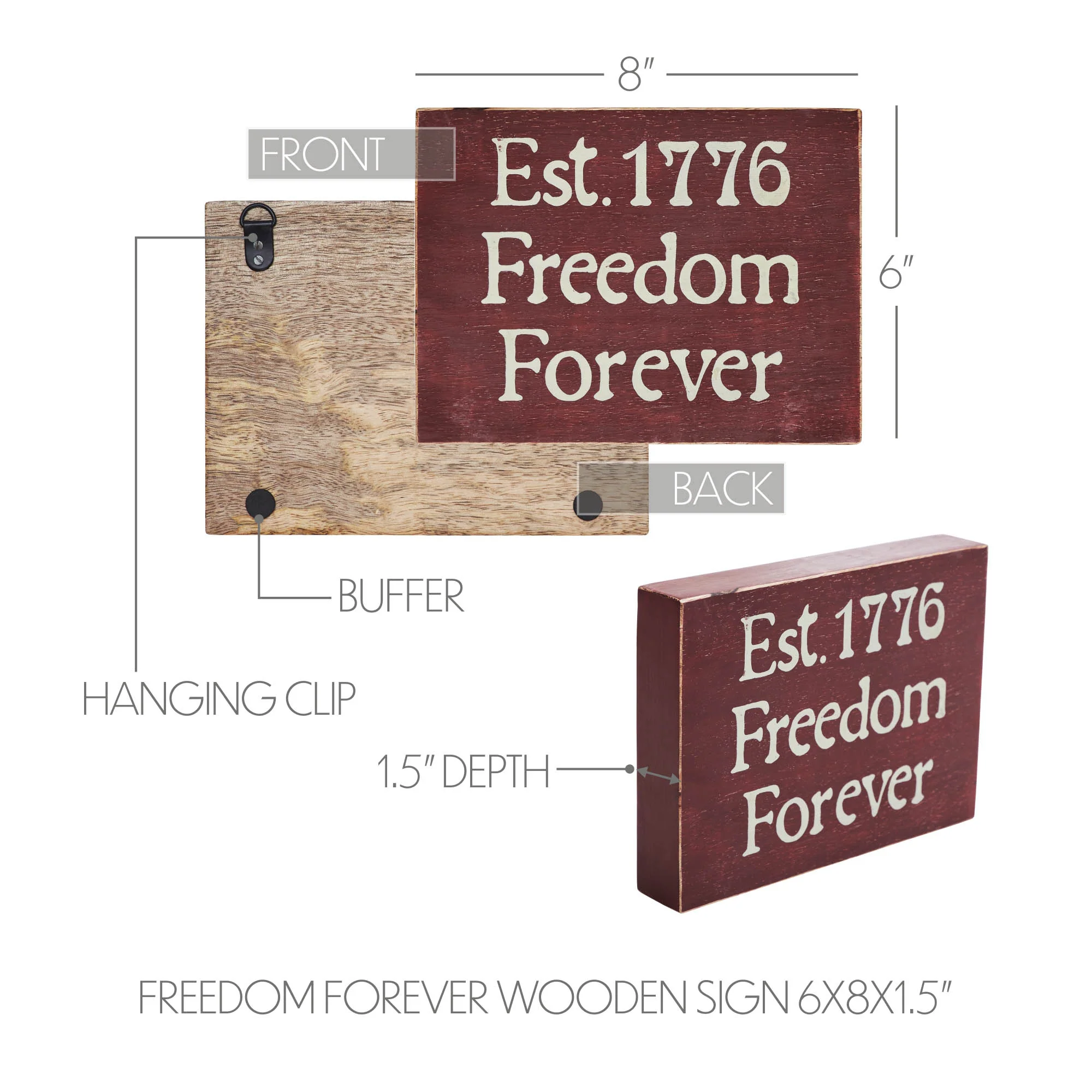 Est 1776 Freedom Forever Small Wooden Sign - Image 4
